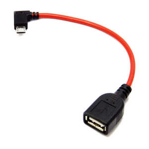 SSAサービス microUSBホストケーブル 15cm L型右向き [microUSB(オス)/USB A(メス)] レッド SU2-MCH15RR