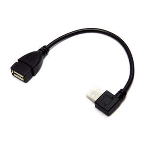 SSAサービス USB延長ケーブル 20cm L型左向き [USB A(オス)/USB A(メス)] ブラック SU2-AA20BL