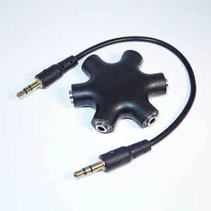 SSAサービス オーディオスプリッター [メス 3極ステレオφ3.5mmx6] +3極ステレオφ3.5mm ⇔ 3極ステレオφ3.5mmケーブル ブラック ST35MS6