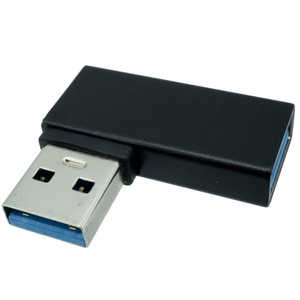 SSAサービス USB L型右向変換コネクタ USB3.0(メス) → USB3.0(オス) ［Type-Aオス］ ブラック SUAF-UAMR3