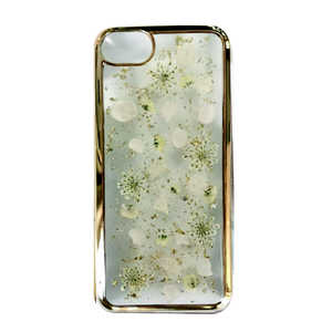 サムライワークス iPhone8/7 （4.7） 押し花ケース White petals　ゴールド PFI7S056