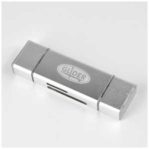 GLIDER microUSB･USB Type-C･USBタイプA対応カードリーダー GLD9825 MJ30SL 銀
