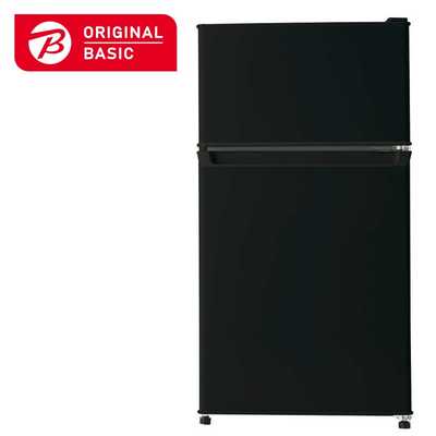 ORIGINALBASIC 冷蔵庫 2ドア 87L 右開き 直冷式 幅45.2cm ブラック BR 