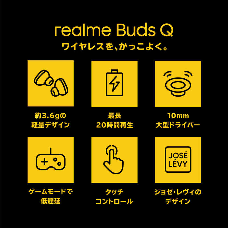 REALME REALME フルワイヤレスイヤホン リモコン・マイク対応 ブラック realme Buds Q RMA216-BK RMA216-BK