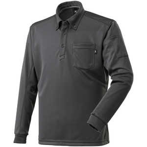 ミズノ ワークボタンダウンポロシャツ(長袖)［ユニセックス］ 4XL-8 07：チャコールグレー F2JA118107