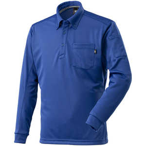 ミズノ ワークボタンダウンポロシャツ(長袖)［ユニセックス］ L 25：ブルー F2JA118125