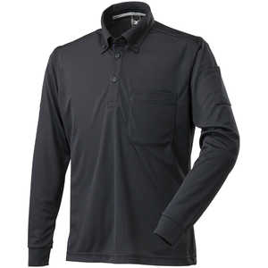 ミズノ ナビドライワークボタンダウンポロシャツ(長袖)［ユニセックス］ M 09：ブラック×ブルー F2JA218509