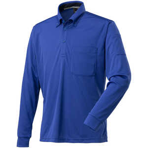 ミズノ ナビドライワークボタンダウンポロシャツ(長袖)［ユニセックス］ 4XL-8 25：ブルー×ネイビー F2JA218525