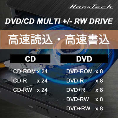 HANX Hanx-Tech USB-HUB付 外付けDVDドライブ HTDV30BZ の通販