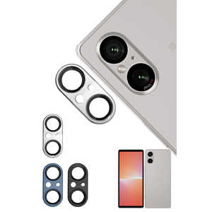 SHIZUKAWILL Xperia 5 V カメラレンズ 保護カバーガラス シルバー SOX5M5RFSIGL