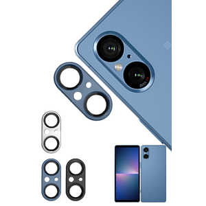 SHIZUKAWILL Xperia 5 V カメラレンズ 保護カバーガラス ブルー SOX5M5RFBLGL