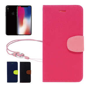 SHIZUKAWILL iPhone X 2WAYストラップ付 手帳型 APIPXPI