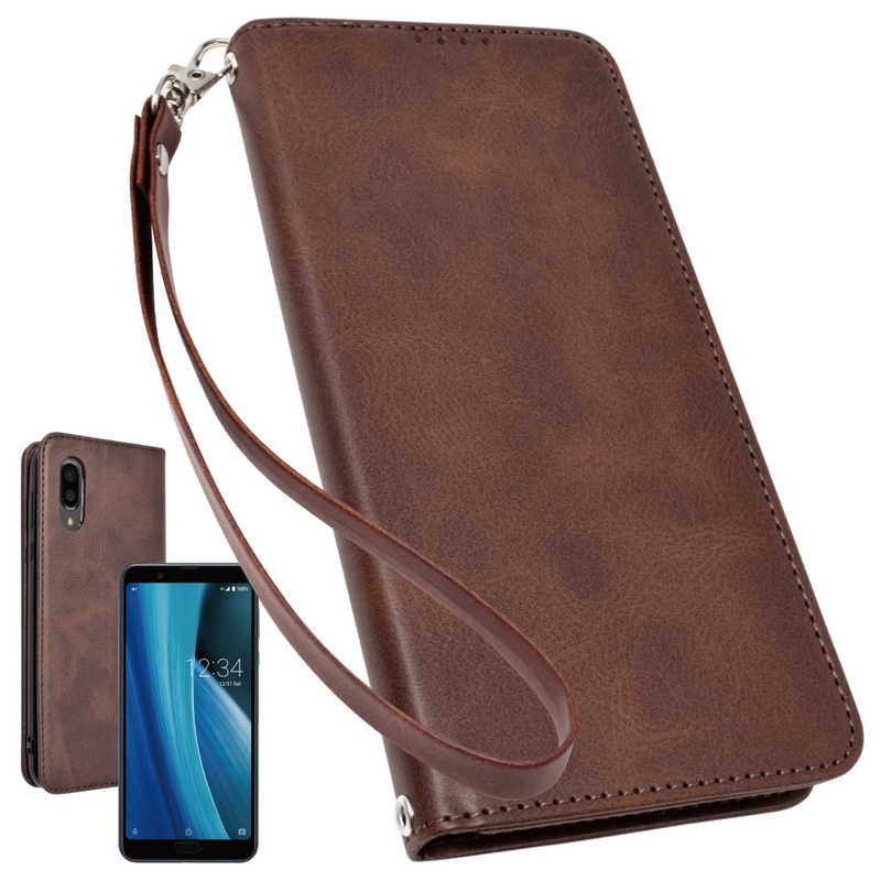 SHIZUKAWILL SHIZUKAWILL AQUOS sense3 plus 手帳型 本革調ケース ダークブラウン SHAQSE3PDBR SHAQSE3PDBR