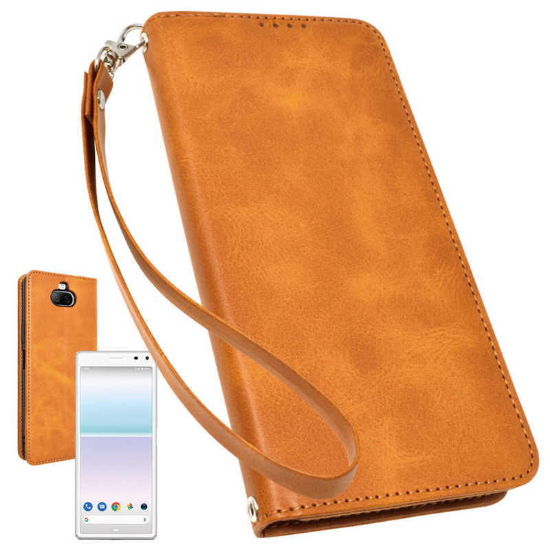 SHIZUKAWILL SHIZUKAWILL Xperia 8 手帳型 本革調ケース ライトブラウン SOX8LBR SOX8LBR