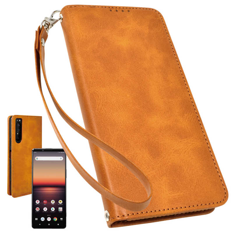 SHIZUKAWILL SHIZUKAWILL Xperia 1 ii 手帳型 本革調ケース ライトブラウン SOX1M2LBR SOX1M2LBR
