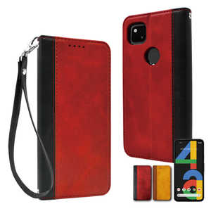 SHIZUKAWILL Google Pixel4a 手帳型 本革調 レザーケース Shizukawill RD×BK GOPI4ABIRB