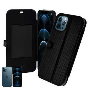 shizukawill iPhone12ProMax 手帳型 ケース 彩メッシュ ブラック APIP12PMMBK