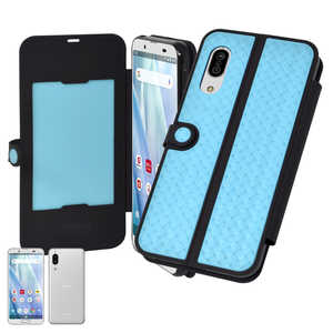 SHIZUKAWILL AQUOS sense3/3lite/3basic 手帳型 ケース 彩メッシュ ブルー SHAQSE3MBL