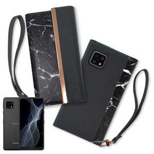 shizukawill AQUOS sense5G sense4 4lite 4basic 手帳型 ケース アイファンデストラップホール付 ブラック SHAQSE4CABK