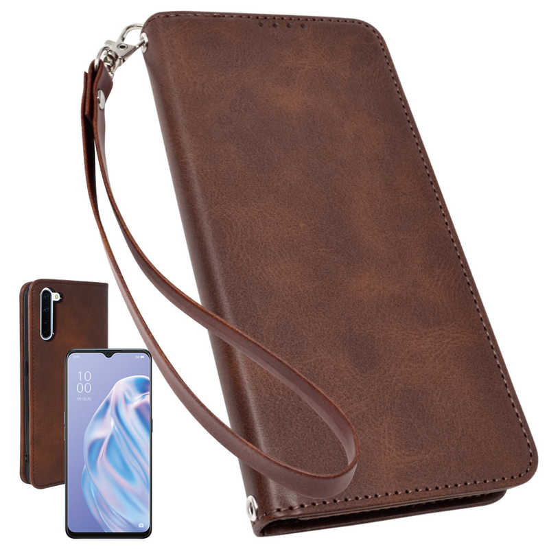 SHIZUKAWILL SHIZUKAWILL OPPO Reno3 A 手帳型 本革調 レザーケース Shizukawill ダークブラウン OPR3ADBR OPR3ADBR