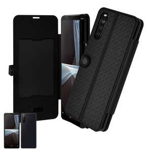 shizukawill Xperia10III / 10III Lite 手帳型 ケース 彩メッシュ ブラック SOX10M3MBK
