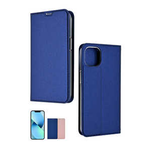 SHIZUKAWILL iPhone13 スリム 手帳型 スマホケース Deep Blue 紺色 1個入り APIP13SLDEBL