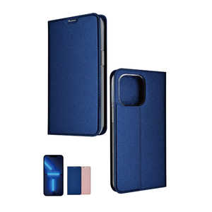 shizukawill iPhone13 Pro スリム 手帳型 スマホケース Deep Blue 紺色 1個入り APIP13PSLDEBL