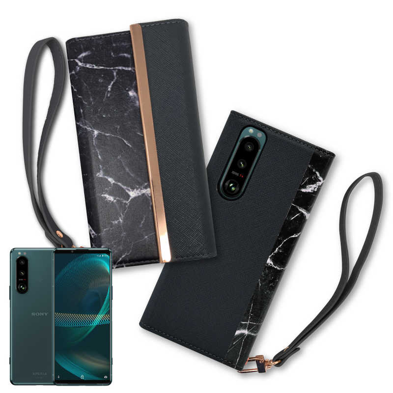 SHIZUKAWILL SHIZUKAWILL Xperia5 iii SO-53B SOG05 アイファンデ ストラップ付 手帳型 ケース ブラック SOX5M3CABK SOX5M3CABK