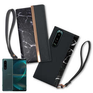 SHIZUKAWILL Xperia5 iii SO-53B SOG05 アイファンデ ストラップ付 手帳型 ケース ブラック SOX5M3CABK