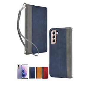 SHIZUKAWILL Galaxy S21 5G 手帳型 本革調ケース ネイビー×グレー SAGAS21BING SHIZUKAWILL Galaxy S21 5G 手帳型 本革調ケース ネイビー×グレー SAGAS21BING