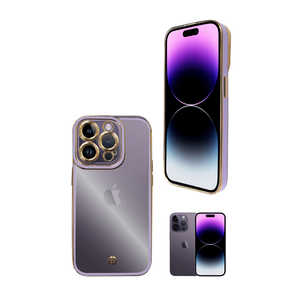 SHIZUKAWILL iPhone14 Pro サイドメッキ加工 メッキ2 クリアケース Purple 紫色 1個入り APIP14PCL2PU