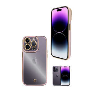 SHIZUKAWILL iPhone14 Pro サイドメッキ加工 メッキ2 クリアケース Pink ピンク色 1個入り APIP14PCL2PI