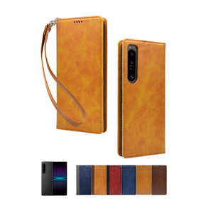 SHIZUKAWILL Xperia 1 iv SO-51C SOG06 手帳型 本革調 ケース ライトブラウン SOX1M4LBR