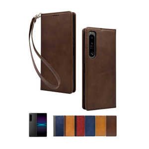 SHIZUKAWILL Xperia 1 iv SO-51C SOG06 手帳型 本革調 ケース ダークブラウン SOX1M4DBR