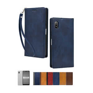 SHIZUKAWILL Xperia Ace iii SO-53C SOG08 A203SO 手帳型 本革調 ケース ネイビー SOXACE3NAVY