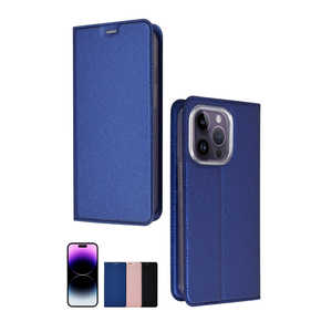 shizukawill iPhone14 Pro スリム 手帳型 スマホケース Deep Blue 紺色 1個入り APIP14PSLDEBL