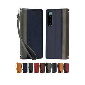 SHIZUKAWILL Xperia5 IV 手帳型 本革調ケース ネイビー×グレー SOX5M4BING SHIZUKAWILL Xperia5 IV 手帳型 本革調ケース ネイビー×グレー SOX5M4BING