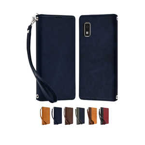 SHIZUKAWILL AQUOS wish3 手帳型 本革調ケース ネイビー SHAQW3NAVY