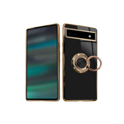 SHIZUKAWILL Google Pixel 6a グリッティア リング付きケース ブラック 