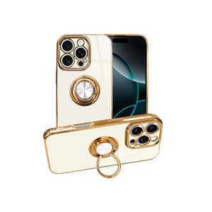 shizukawill iPhone16 Pro ケース カバー リング付きケース グリッティア パープルホワイト APIP16PCL5WH