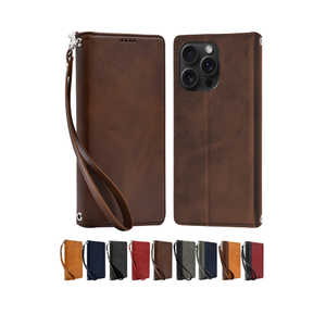 shizukawill iPhone15 Pro Max 手帳型 本革調ケース ダークブラウン APIP15PMDBR