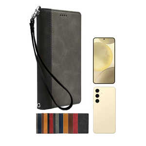 SHIZUKAWILL Galaxy S24 手帳型 本革調 レザーケース グレー×ブラック SAGAS24BIGB SHIZUKAWILL Galaxy S24 手帳型 本革調 レザーケース グレー×ブラック SAGAS24BIGB