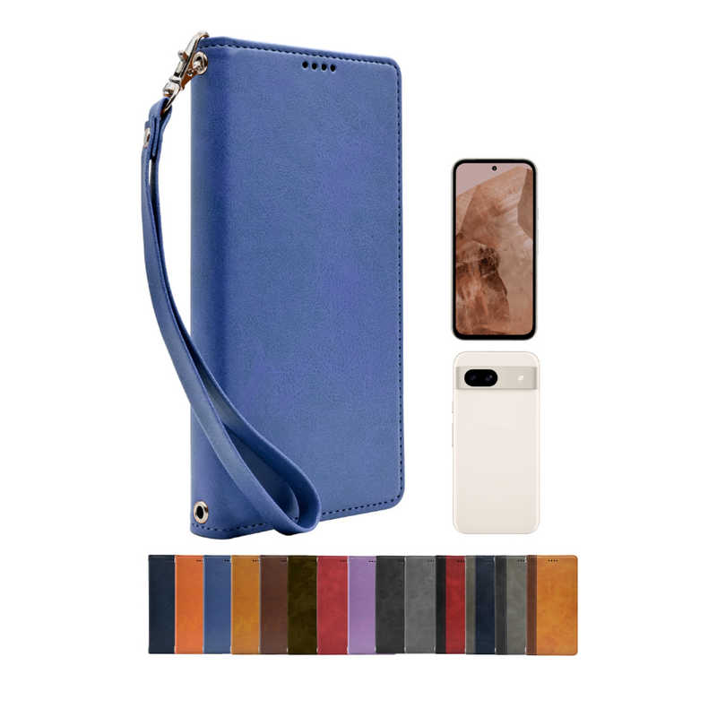 SHIZUKAWILL SHIZUKAWILL Google Pixel8a 手帳型 本革調ケース ブルー GOPI8ABLUE GOPI8ABLUE