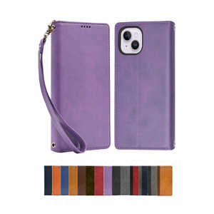 SHIZUKAWILL iPhone14 手帳型 本革調ケース パープル APIP14PURPLE