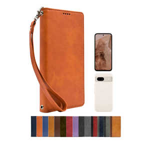 SHIZUKAWILL Google Pixel8a 手帳型 本革調ケース オレンジ GOPI8AORANGE