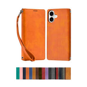 SHIZUKAWILL iPhone16 Plus 手帳型 ケース カバー 本革調 レザーケース オレンジ APIP16MORANGE SHIZUKAWILL iPhone16 Plus 手帳型 ケース カバー 本革調 レザーケース オレンジ APIP16MORANGE