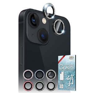 SHIZUKAWILL iPhone13 カメラレンズ キラキラ ラインストーン ガラス 保護フィルム ブラック APIP13RC2BGL