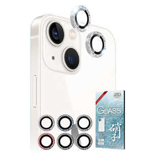 SHIZUKAWILL iPhone13 カメラレンズ キラキラ ラインストーン ガラス 保護フィルム シルバー APIP13RC2SIGL