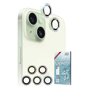 SHIZUKAWILL iPhone15 カメラレンズ キラキラ ラインストーン ガラス 保護フィルム グリーン APIP15RC2GNGL