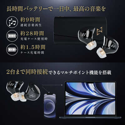 極美品！AVIOT TE-J1-BK ノイズキャンセリング　イヤホン　ブラック AVIOT TE-J1 ワイヤレスイヤホン ハイブリッドノイズキャンセ